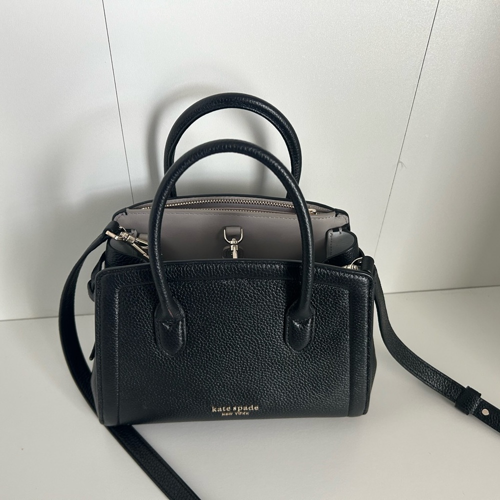 Kate Spade Knott Mini Pebbled Leather Satchel Crossbody In Black